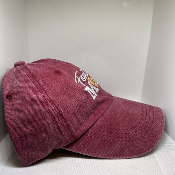 Football Mom Embroidered Baseball Cap – Adjustable Distressed Red Hat - Picture 3 of 5